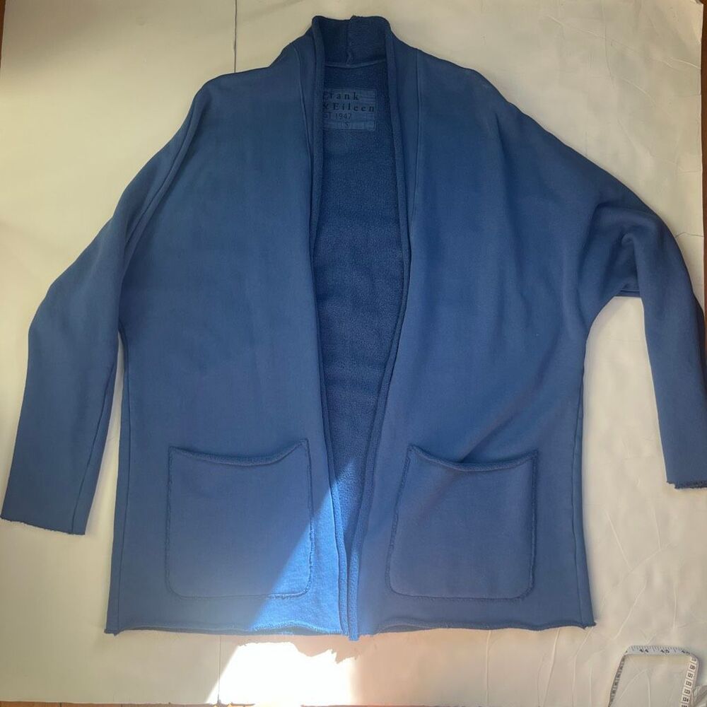 Frank & Eileen Women's French Terry Dolman Sleeve Open Front Cardigan Blue Small